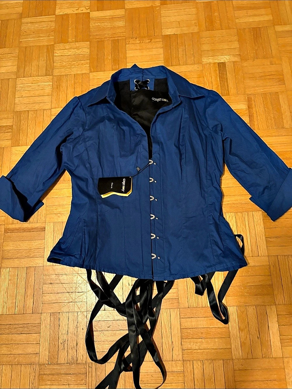 Corset Story  Blue Corset Shirt Blue & Black Size 36”